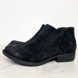 Born Beth Black Distressed Suede Bootie 8M